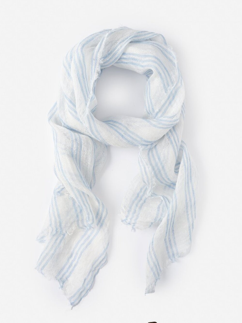 J McLaughlin Tessa Linen Scarf in Stripe - Cornflower NEW